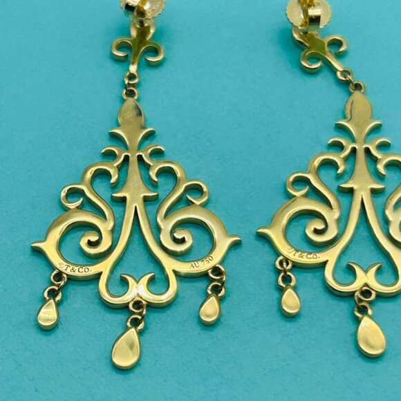 Tiffany & Co. Enchant Dangle Chandelier 18k Yellow Gold Earrings - Picture 4 of 6